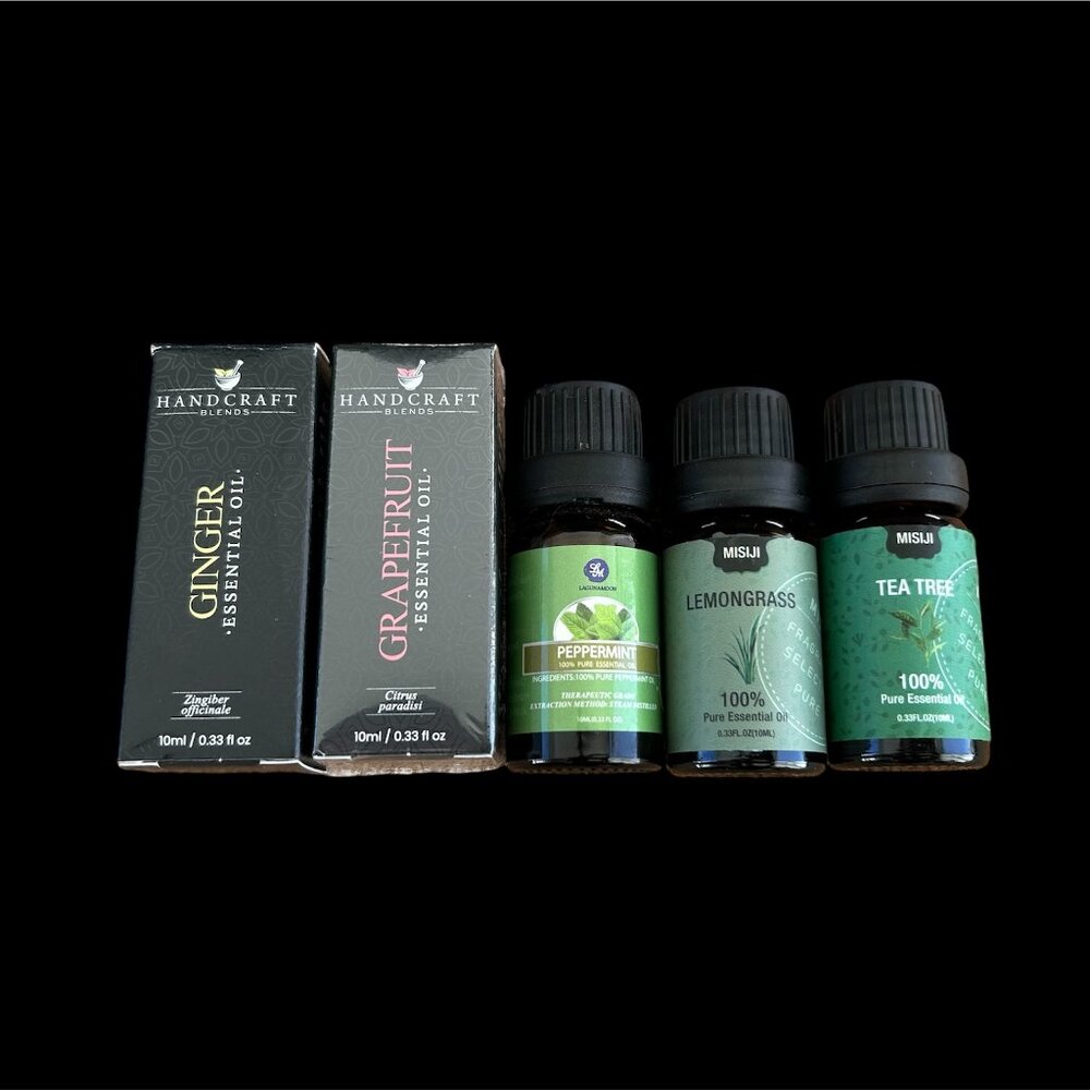 5 piece ESSENTIAL oil lot - NEW unused - 10 ML bottles DIY Craft supply Health